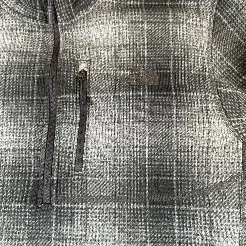 The North Face Gordon Lyons Mens Grey Plaid Quarter Zip Fleece Pullover Jacket L